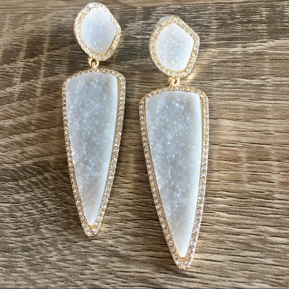 Anthro Druzy Quartz Earrings in grey - Picture 2 of 4